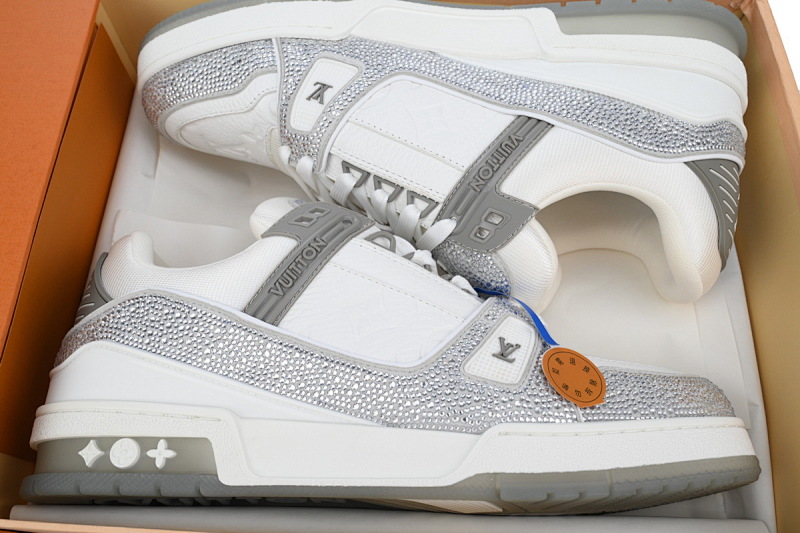 【EA0ET】灰白钻 路易威登 LV钻面休闲板鞋 LOUIS VUITTON Trainer