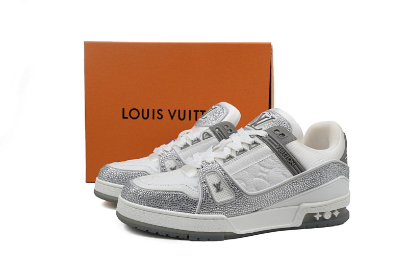 【EA0ET】灰白钻 路易威登 LV钻面休闲板鞋 LOUIS VUITTON Trainer