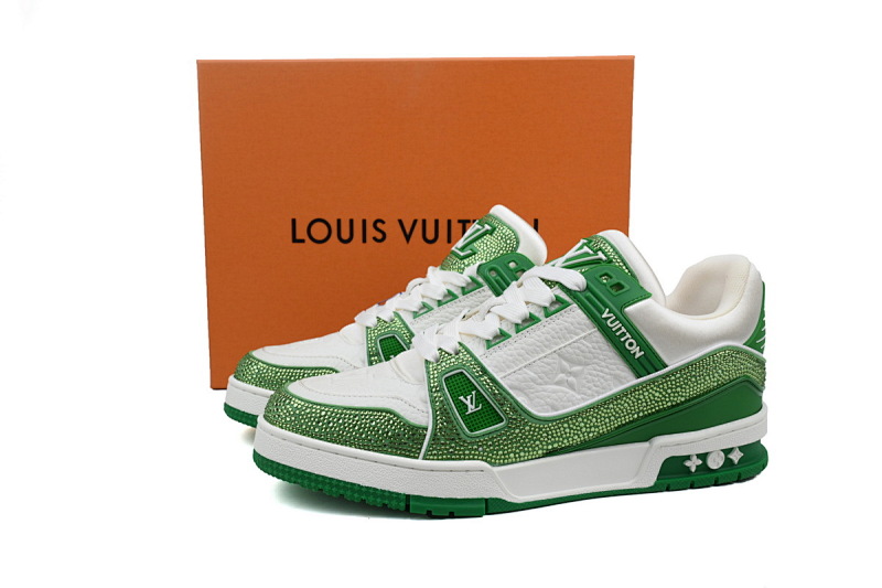 【EA0ET】绿白钻 路易威登 LV钻面休闲板鞋 LOUIS VUITTON Trainer