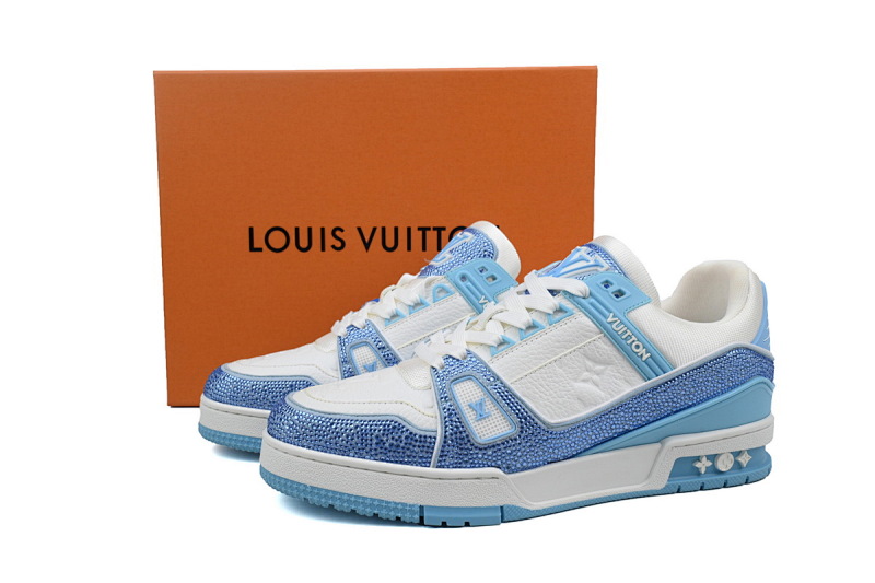 【EA0ET】蓝白钻 路易威登 LV钻面休闲板鞋 LOUIS VUITTON Trainer