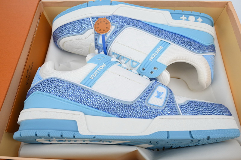 【EA0ET】蓝白钻 路易威登 LV钻面休闲板鞋 LOUIS VUITTON Trainer