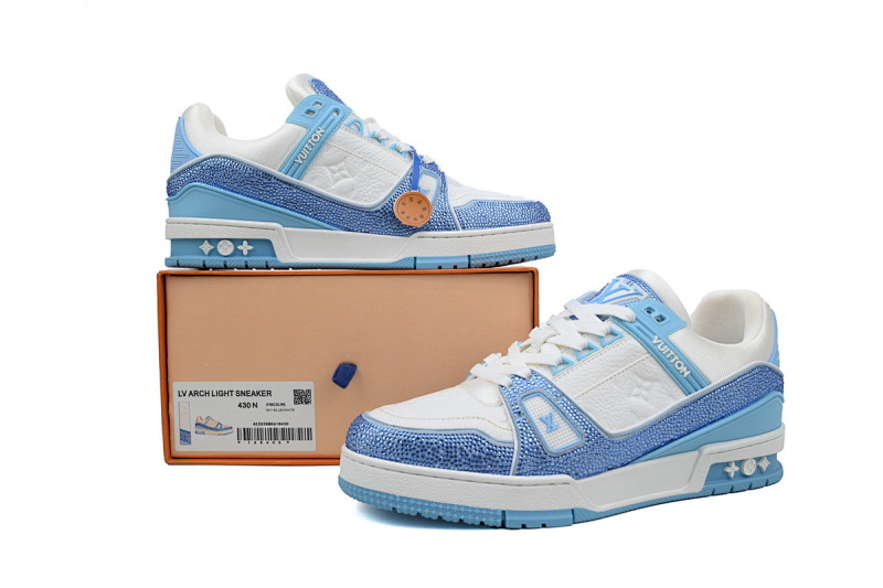 【EA0ET】蓝白钻 路易威登 LV钻面休闲板鞋 LOUIS VUITTON Trainer