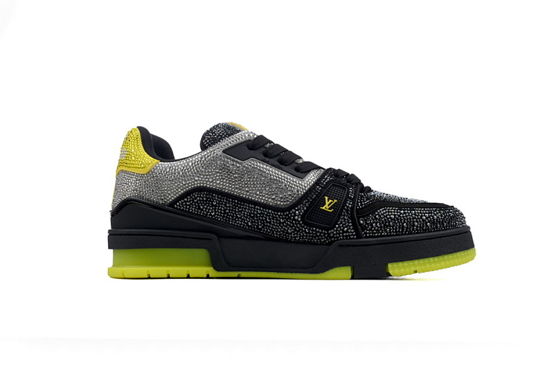 【EA0ET】黑黄钻 路易威登 LV钻面休闲板鞋 LOUIS VUITTON Trainer