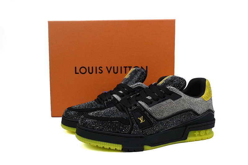 【EA0ET】黑黄钻 路易威登 LV钻面休闲板鞋 LOUIS VUITTON Trainer