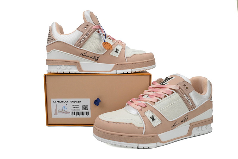 【EA0ET】圆头粉色 路易威登 LV休闲板鞋 LOUIS VUITTON Trainer