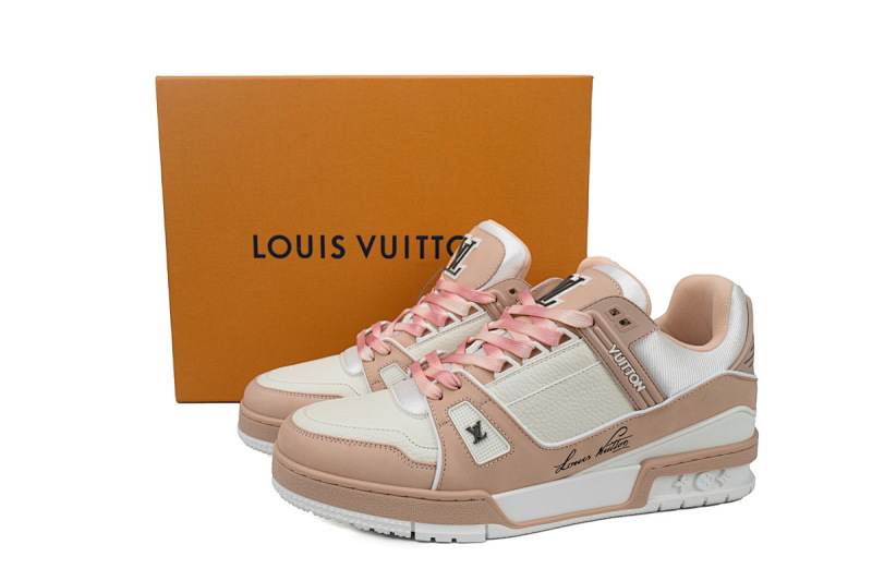 【EA0ET】圆头粉色 路易威登 LV休闲板鞋 LOUIS VUITTON Trainer