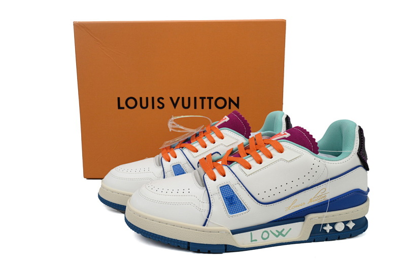 【EA0ET】限定湖水蓝 路易威登 LV休闲板鞋 LOUIS VUITTON Trainer Lake Blue