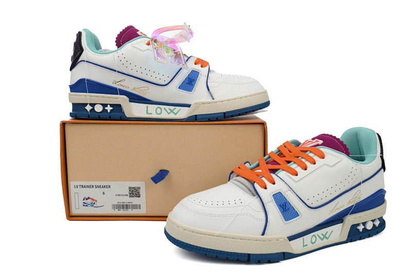 【EA0ET】限定湖水蓝 路易威登 LV休闲板鞋 LOUIS VUITTON Trainer Lake Blue