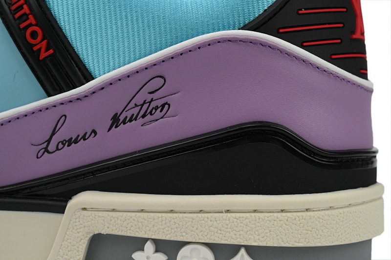 【EA0ET】圆头鞋蓝紫 LV板鞋 Louis Vuitton Trainer Blue Purple 圆头系带 低帮时尚板鞋