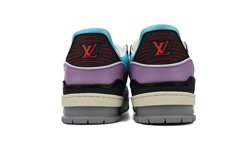 【EA0ET】圆头鞋蓝紫 LV板鞋 Louis Vuitton Trainer Blue Purple 圆头系带 低帮时尚板鞋