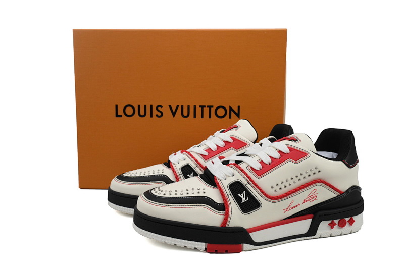 【EA0ET】圆头全皮黑白 路易威登 LV休闲板鞋 LOUIS VUITTON Trainer