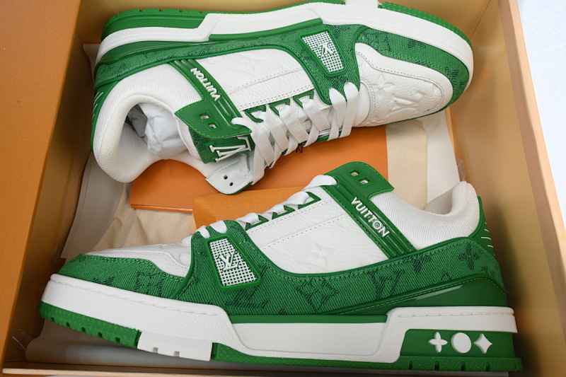 yupoo_288885_296179cc.jpg 【EA0ET】绿色牛仔 LV板鞋 Louis Vuitton Trainer Green 牛仔布拼接低帮 时尚板鞋