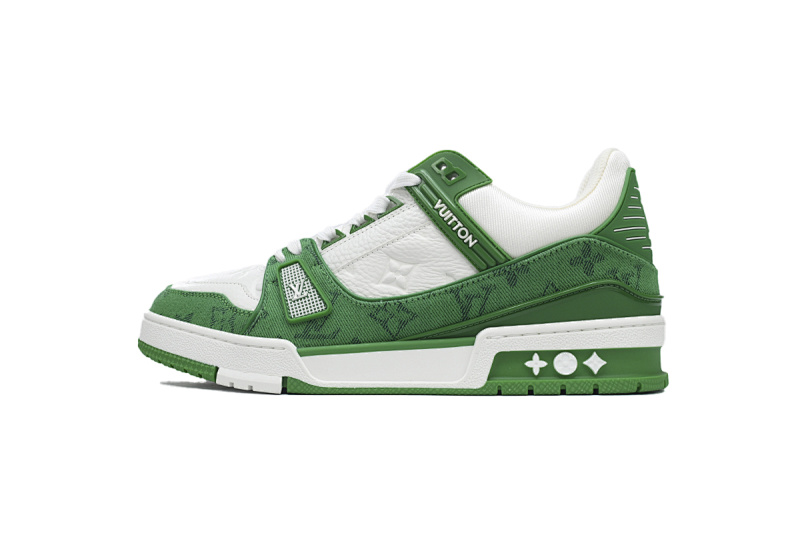 yupoo_288885_4276fa7c.jpg 【EA0ET】绿色牛仔 LV板鞋 Louis Vuitton Trainer Green 牛仔布拼接低帮 时尚板鞋