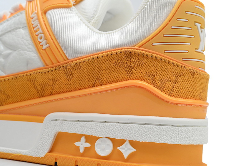 【EA0ET】黄色牛仔 LV板鞋 Louis Vuitton Trainer Yellow  牛仔布拼接低帮 时尚板鞋