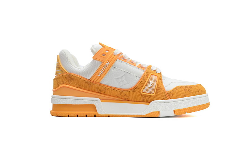 【EA0ET】黄色牛仔 LV板鞋 Louis Vuitton Trainer Yellow  牛仔布拼接低帮 时尚板鞋