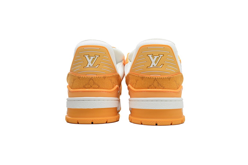 【EA0ET】黄色牛仔 LV板鞋 Louis Vuitton Trainer Yellow  牛仔布拼接低帮 时尚板鞋
