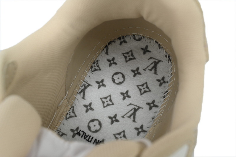【EA0ET】牛仔杏色魔术贴 LV板鞋 Louis Vuitton Trainer Apricot 网眼经典印花 时尚板鞋