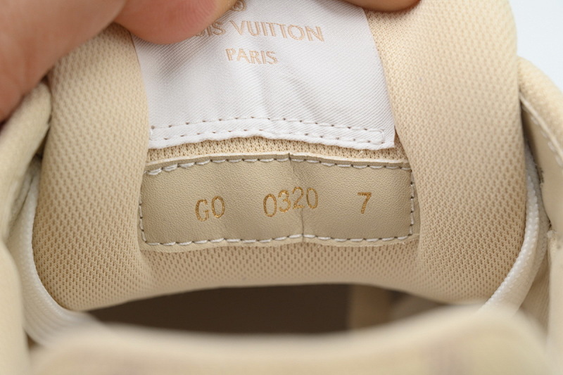 【EA0ET】牛仔杏色魔术贴 LV板鞋 Louis Vuitton Trainer Apricot 网眼经典印花 时尚板鞋