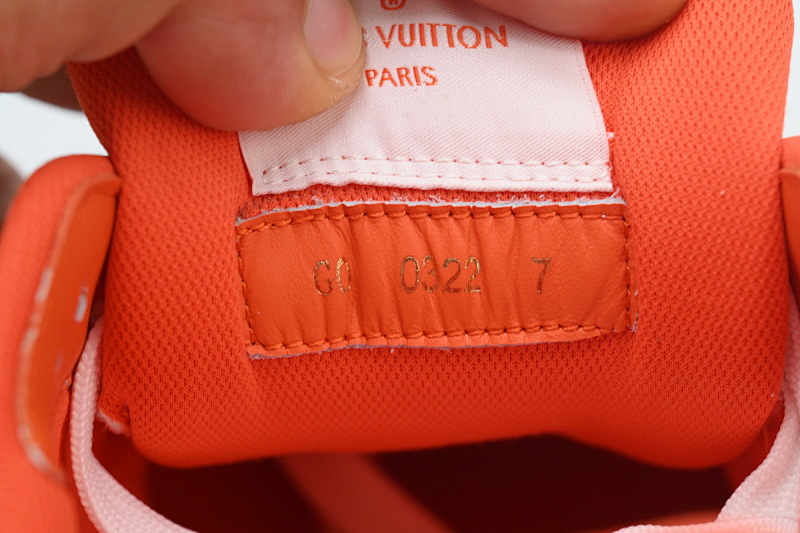 【EA0ET】牛仔橙色魔术贴 LV板鞋 Louis Vuitton Trainer Orange 网眼经典印花 时尚板鞋