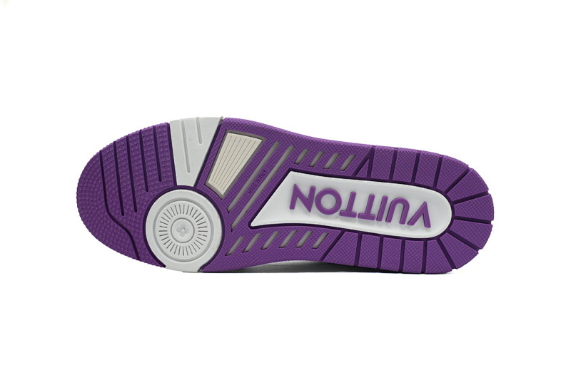 【EA0ET】牛仔紫色魔术贴 LV板鞋 Louis Vuitton Trainer Purple 网眼经典印花 时尚板鞋