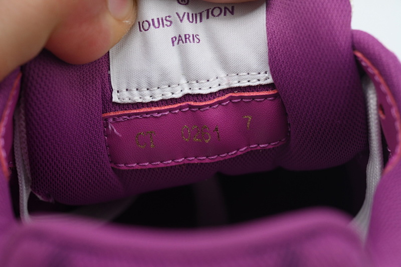 【EA0ET】牛仔紫色魔术贴 LV板鞋 Louis Vuitton Trainer Purple 网眼经典印花 时尚板鞋
