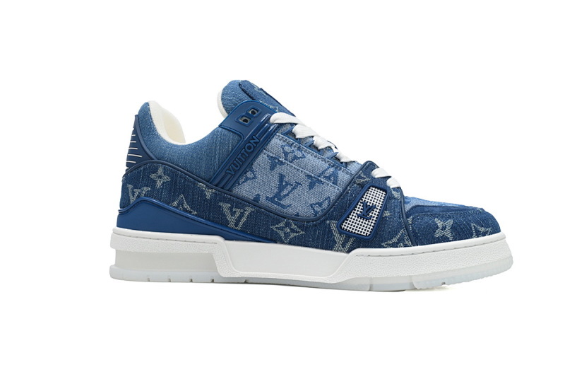 【EA0ET】新蓝牛仔 LV板鞋 Louis Vuitton Trainer Blue 牛仔布 时尚板鞋