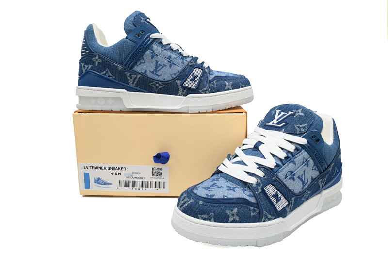 【EA0ET】新蓝牛仔 LV板鞋 Louis Vuitton Trainer Blue 牛仔布 时尚板鞋