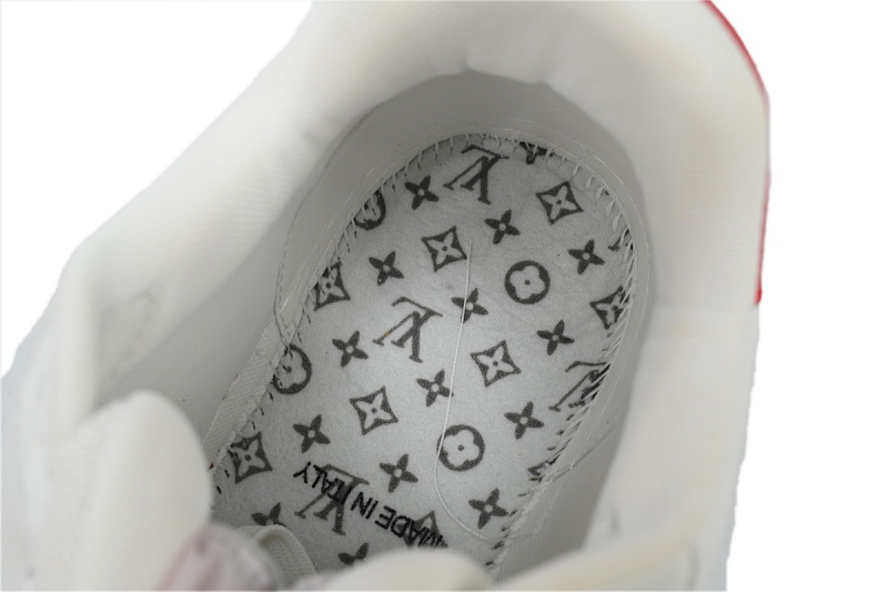 【EA0ET】红色魔术贴 LV板鞋 Louis Vuitton Trainer Red 圆头印花 时尚板鞋