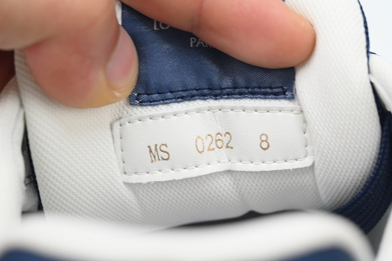【EA0ET】深蓝魔术贴 LV板鞋 Louis Vuitton Trainer Dark Blue 圆头印花 时尚板鞋
