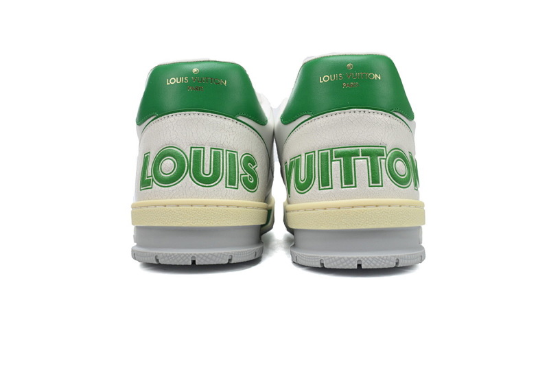【EA0ET】绿色魔术贴 LV板鞋 Louis Vuitton Trainer Green 圆头印花 时尚板鞋