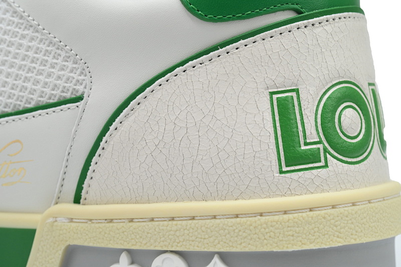 【EA0ET】绿色魔术贴 LV板鞋 Louis Vuitton Trainer Green 圆头印花 时尚板鞋