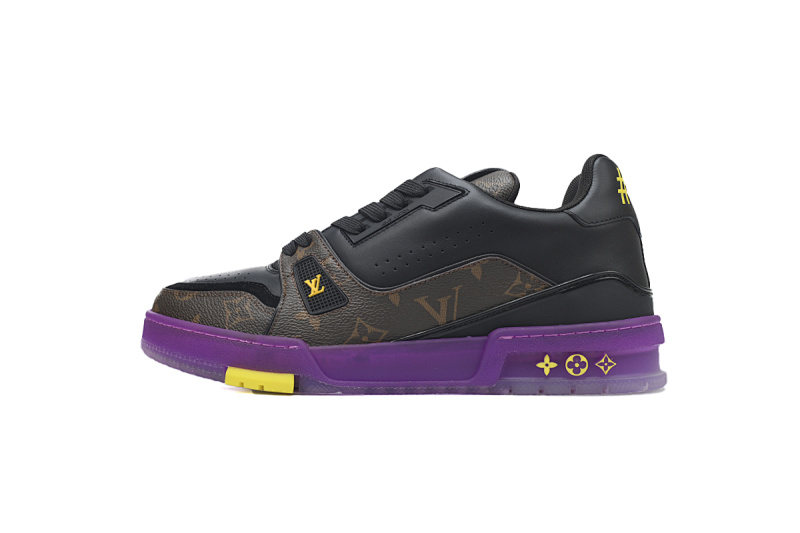yupoo_289402_2e878b32.jpg 【EA0ET】紫金湖人 LV板鞋 Louis Vuitton Trainer White Orange 牛皮经典花纹 时尚板鞋
