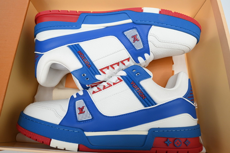 yupoo_289424_02e95955.jpg 【EA0ET】粒面叮当猫 LV板鞋 Louis Vuitton Trainer White Orange 拼色休闲 时尚板鞋