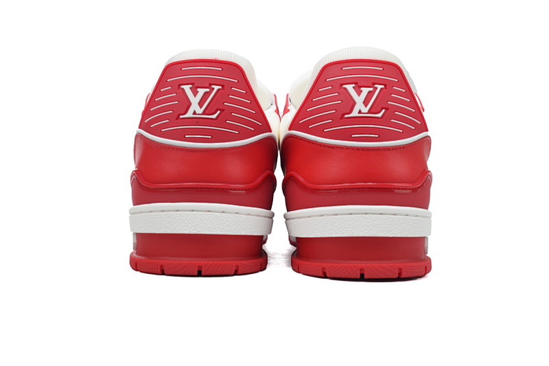 yupoo_289446_e05a73f6.jpg 【EA0ET】粒面中国红 LV板鞋 Louis Vuitton Trainer White Orange 牛皮织物慈善款 时尚板鞋