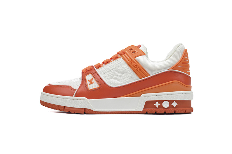 yupoo_289468_64aa9967.jpg 【EA0ET】压花白橙 LV板鞋 Louis Vuitton Trainer White Orange 牛皮花纹 时尚板鞋