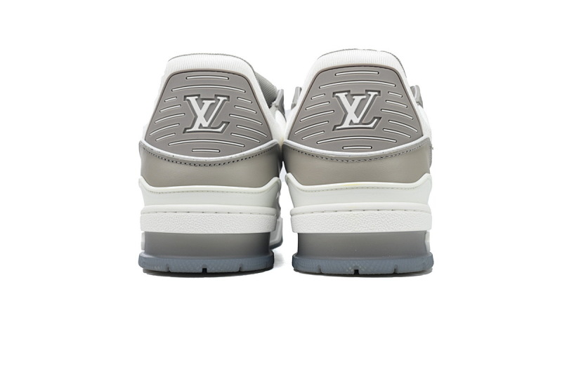 【EA0ET】压花灰白 LV板鞋 Louis Vuitton Trainer Grey White 牛皮花纹 时尚板鞋