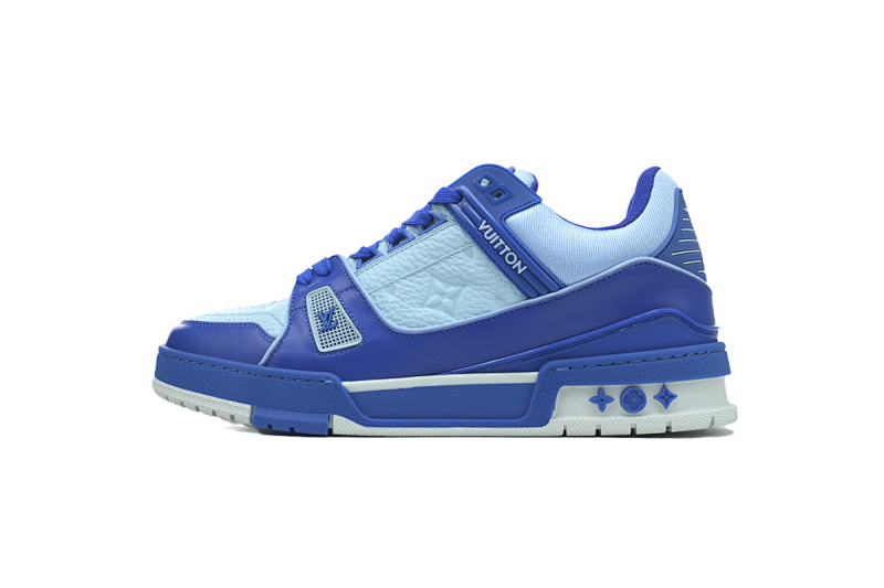 yupoo_289537_3356178c.jpg 【EA0ET】压花白蓝 LV板鞋 Louis Vuitton Trainer White Blue 牛皮花纹 时尚板鞋