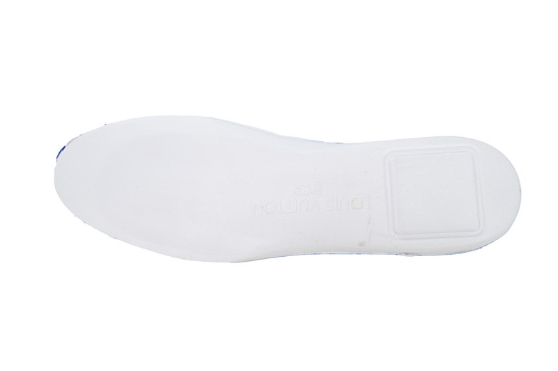 【EA0ET】压花白蓝 LV板鞋 Louis Vuitton Trainer White Blue 牛皮花纹 时尚板鞋