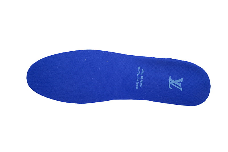【EA0ET】压花白蓝 LV板鞋 Louis Vuitton Trainer White Blue 牛皮花纹 时尚板鞋