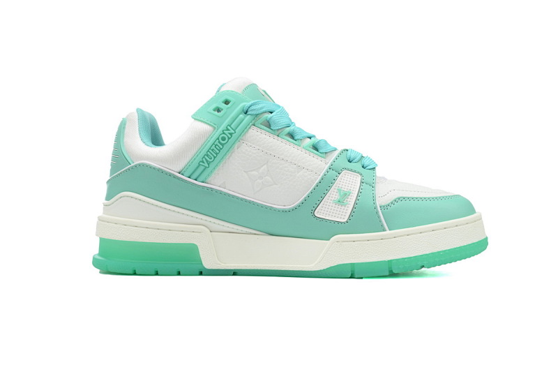 【EA0ET】压花薄荷绿 LV板鞋 Louis Vuitton Trainer Mint Green 牛皮花纹 时尚板鞋