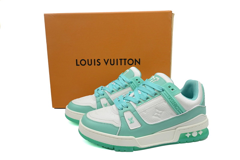 【EA0ET】压花薄荷绿 LV板鞋 Louis Vuitton Trainer Mint Green 牛皮花纹 时尚板鞋