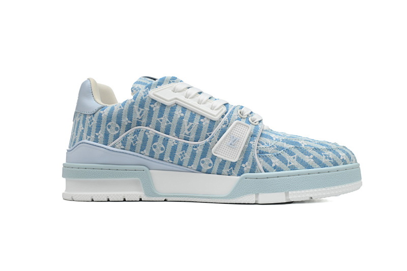 【EA0ET】织物蓝色 LV板鞋 Louis Vuitton Trainer Blue 时尚板鞋