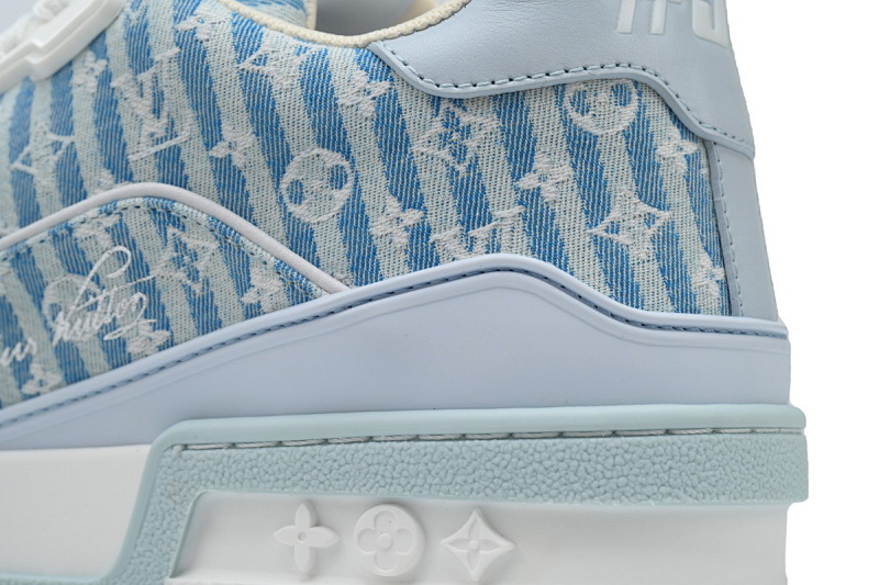 【EA0ET】织物蓝色 LV板鞋 Louis Vuitton Trainer Blue 时尚板鞋