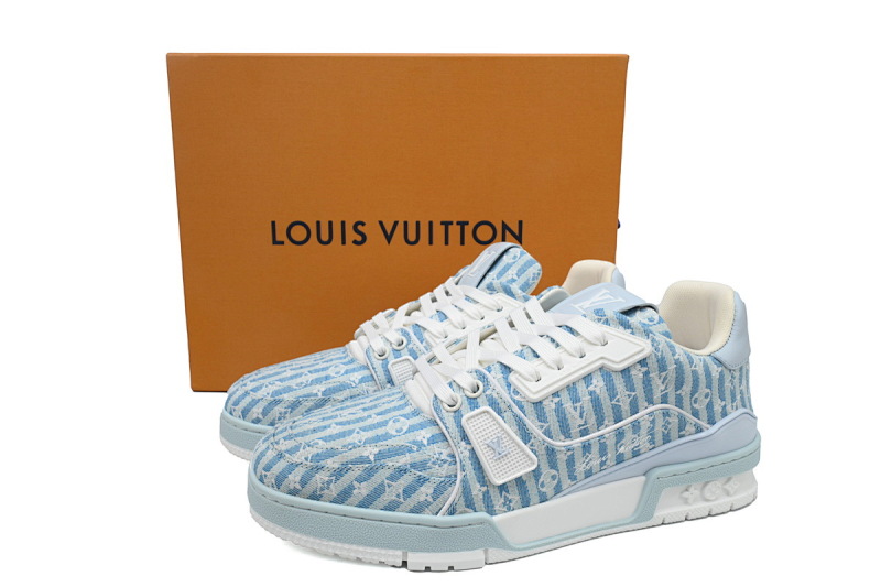 【EA0ET】织物蓝色 LV板鞋 Louis Vuitton Trainer Blue 时尚板鞋