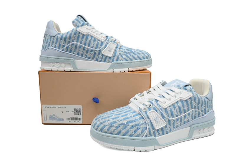 【EA0ET】织物蓝色 LV板鞋 Louis Vuitton Trainer Blue 时尚板鞋