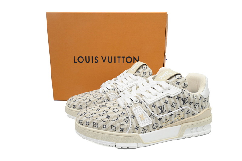 【EA0ET】织物褐色 LV板鞋 Louis Vuitton Trainer Brown 时尚板鞋