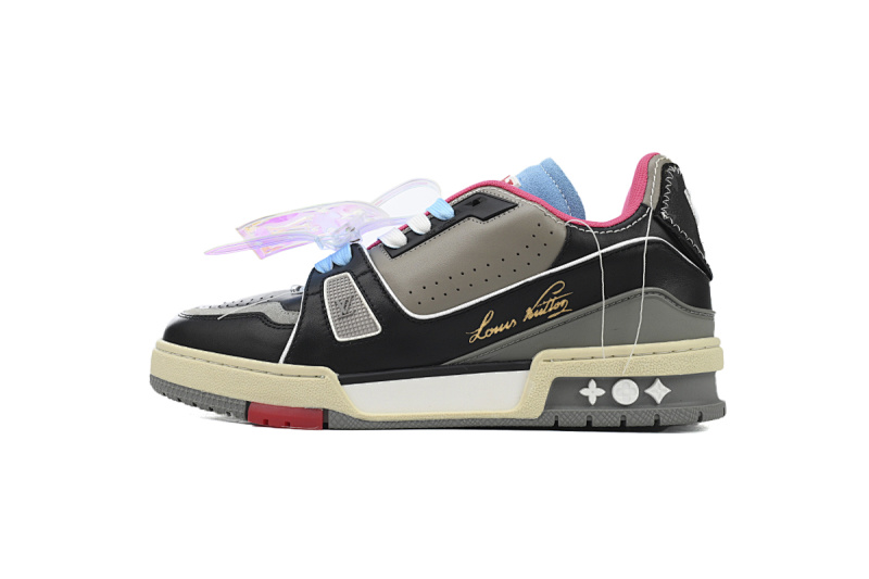 【EA0ET】走秀内粉 LV板鞋 Louis Vuitton Trainer Pink 靓丽色彩点缀 时尚板鞋