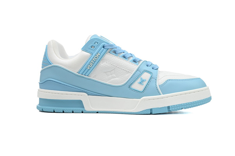 yupoo_289785_4cda614d.jpg 【EA0ET】压花浅蓝 LV板鞋 Louis Vuitton Trainer Light Blue 牛皮系带压纹 时尚板鞋