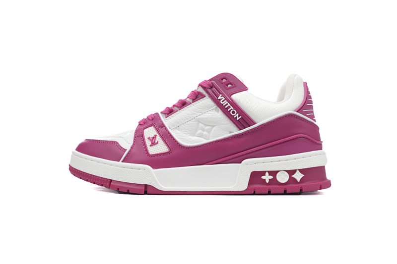 yupoo_289810_8bd01df6.jpg 【EA0ET】压花玫红 LV板鞋 Louis Vuitton Trainer Rose Red 牛皮系带压纹 时尚板鞋