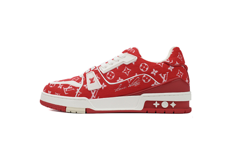 yupoo_289879_9b337d5b.jpg 【EA0ET】绒布红色 LV板鞋 Louis Vuitton Trainer Red 低帮系带 时尚板鞋
